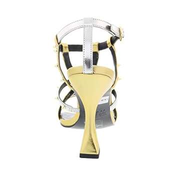 VERSACE JEANS COUTURE Gold High Heel Gold Spike Sandals- for Womens