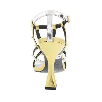 VERSACE JEANS COUTURE Gold High Heel Gold Spike Sandals- for Womens