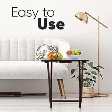 PJ Wood 2-Pack Folding TV Tray Table Set, Solid Wood for Eating & Laptop Use, Espresso