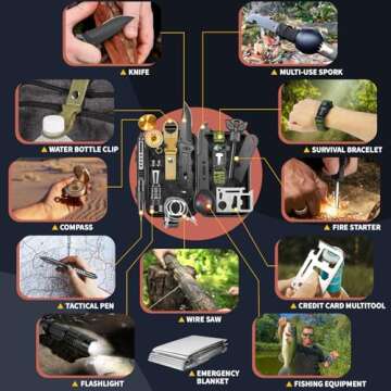 Gifts for Men Him Dad, Survival Kits and Equipment 14 Pcs, Christmas Stocking Stuffers, Anniversary ...