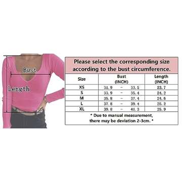 iGENJUN Long Sleeve Tops Womens Long Sleeve Sexy V-Neck Ribbed Knit Fitted Casual Tops Tee Slim Spring Basic Shirts,Berry,S