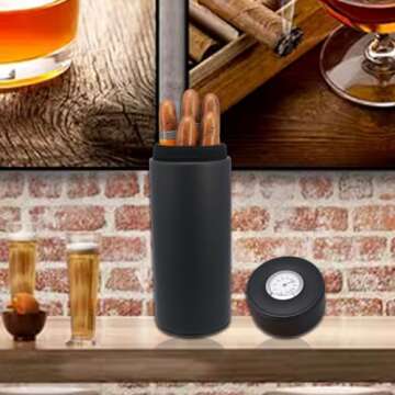 Luxury Leather Travel Cigar Humidor for 5 Cigars