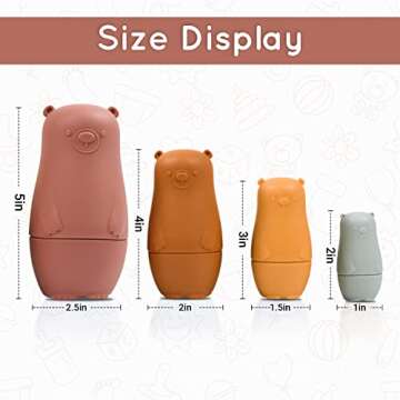 ASHER & ELLA Russian Nesting Dolls for Children, Educational Matryoshka Dolls, Waldorf Toys for Toddlers, Bear Stacking Toy, Nesting Dolls, Nesting Cups (Orange) Ages 3+