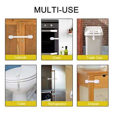 Betertek Cabinet Locks Child Safety Refrigerator Lock Drawer Locks Baby Proof Fridge Lock Kids Safety Latches Strap Locks (10 pack) for Dresser, Toilet Seat, Oven, Dishwasher, with Extra Adhesive