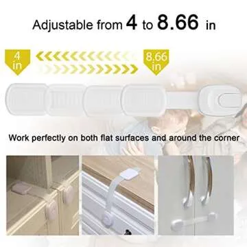 Betertek Cabinet Locks Child Safety Refrigerator Lock Drawer Locks Baby Proof Fridge Lock Kids Safety Latches Strap Locks (10 pack) for Dresser, Toilet Seat, Oven, Dishwasher, with Extra Adhesive