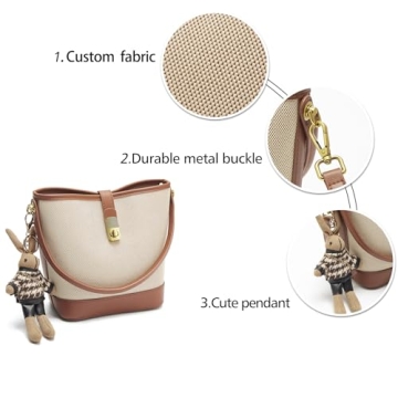 Trendy LAORENTOU Small Fabric Bucket Handbag for Women