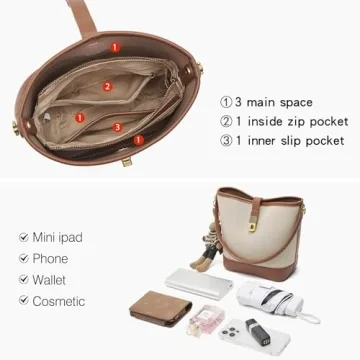 Trendy LAORENTOU Small Fabric Bucket Handbag for Women