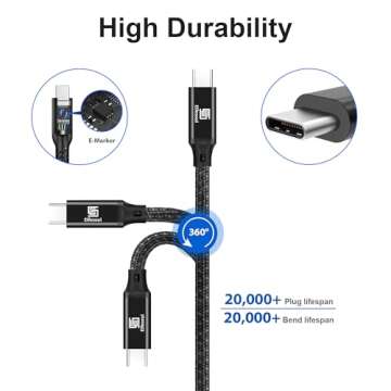 Elfesoul USB C to C 10ft Cable - Fast 100W Charging & 4K Video