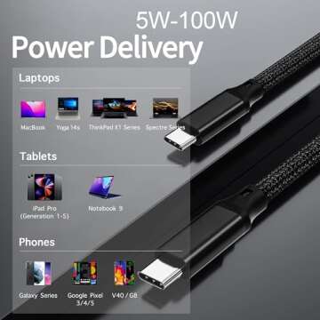 Elfesoul USB C to C 10ft Cable - Fast 100W Charging & 4K Video