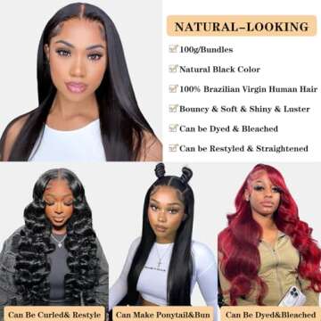 Premium 12A Brazilian Straight Human Hair Bundles with Frontal