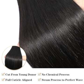 Premium 12A Brazilian Straight Human Hair Bundles with Frontal