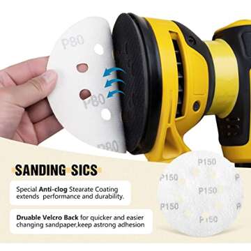 S SATC 100PCS 5 Inch Sanding Discs 60/80/120/150/220 Grits Gold Sanding Discs Hook and Loop 8 Holes Sandpaper Orbital Sander