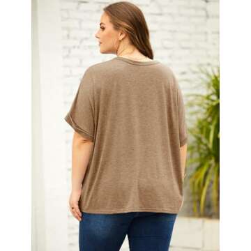 Langwyqu Womens Tops Oversized Tshirts Summer Short Sleeve T Shirts Business Casual Loose Fit Basic Tees Spring Fall Fashion Trendy Clothes 2025 Khaki