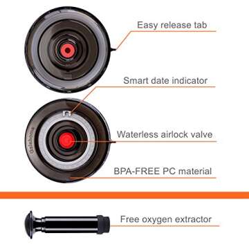 Fermentation Kit Premium Pack - 4 Fermenting Lids, 4 Fermentation Glass Weights With Easy Grip Holder, Pickle Packer, Pump, Easy Fermenter Wide Mouth Lid Kit, Turn Wide Mouth Mason Jar To Crock