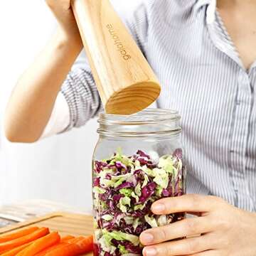 Fermentation Kit Premium Pack - 4 Fermenting Lids, 4 Fermentation Glass Weights With Easy Grip Holder, Pickle Packer, Pump, Easy Fermenter Wide Mouth Lid Kit, Turn Wide Mouth Mason Jar To Crock