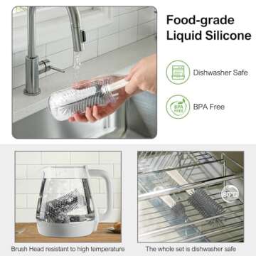 Compact 6 in 1 Baby Bottle Brush Set for Easy Cleaning