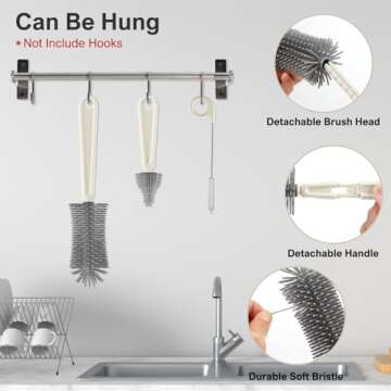 Compact 6 in 1 Baby Bottle Brush Set for Easy Cleaning