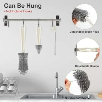 Compact 6 in 1 Baby Bottle Brush Set for Easy Cleaning