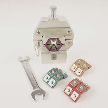 MASTERCOOL Manual A/C Hose Crimper Kit includes complete set of dies covering standard hose sizes #6, #8, #10 and #12, 71550, Black