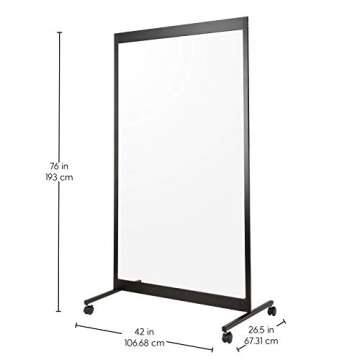 Factory Direct Partners 12793-BK Clear 3/16" Clear Acrylic Mobile Room Divider with Locking Casters for Social Distance