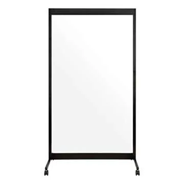 Factory Direct Partners 12793-BK Clear 3/16" Clear Acrylic Mobile Room Divider with Locking Casters for Social Distance