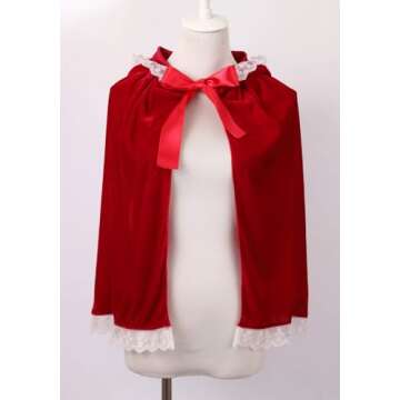 LMYOVE Girls Little Red Riding Hood Cloak Costume, Kids Halloween Christmas Cape (Small, Red)