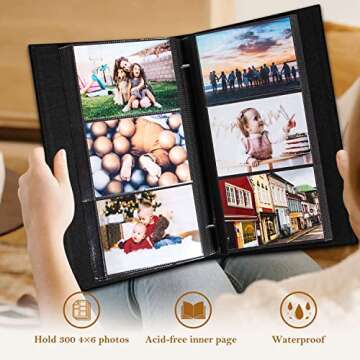 Lanpn Photo Album 4x6 300 Pockets, Linen Photo Albums Holds 300 Horizontal Pictures Only Beige
