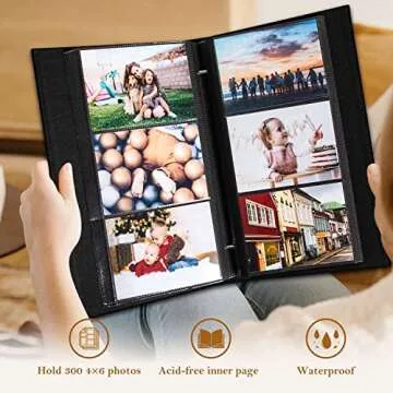 Lanpn Photo Album 4x6 300 Pockets, Linen Photo Albums Holds 300 Horizontal Pictures Only Beige