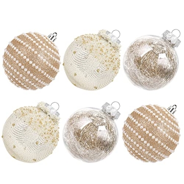 ISULIFE Shatterproof Champagne Christmas Ornaments (6ct)