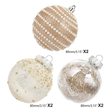 ISULIFE Shatterproof Champagne Christmas Ornaments (6ct)