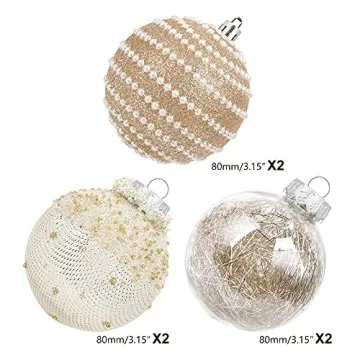 ISULIFE Shatterproof Champagne Christmas Ornaments (6ct)