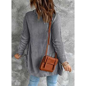 Sidefeel Women's Open Front Cardigan Sweaters Button Down Knit Fall Fashions 2024 Large Dark Gray