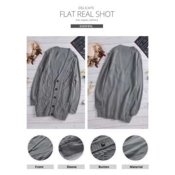 Sidefeel Women's Open Front Cardigan Sweaters Button Down Knit Fall Fashions 2024 Large Dark Gray