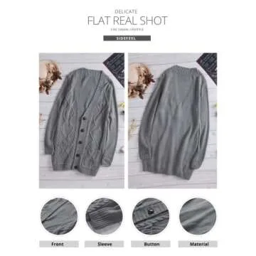 Sidefeel Women's Open Front Cardigan Sweaters Button Down Knit Fall Fashions 2024 Large Dark Gray
