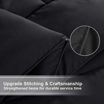 TEKAMON All Season Cal King Comforter Winter Warm Summer Soft Quilted Down Alternative Duvet Insert Corner Tabs, Machine Washable Luxury Fluffy Reversible Collection for Hotel, Black