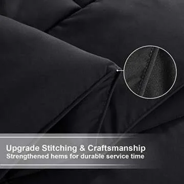 TEKAMON All Season Cal King Comforter Winter Warm Summer Soft Quilted Down Alternative Duvet Insert Corner Tabs, Machine Washable Luxury Fluffy Reversible Collection for Hotel, Black