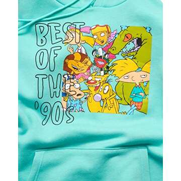 Nickelodeon Men's Retro 90s Cartoon Hoodie ? Rugrats, Hey Arnold, Real Monsters, Rocko?s Modern Life...