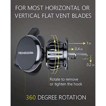 Air Vent Car Phone Mount Holder - Locking Cell Phone Car Mount Universal for Any Smartphone, iPhone, Android - Clip On Car Phone Holder for Dashboard (Magnetic)