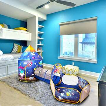 GEDIAO 3pc Space Ship Astronaut Kids Play Tent, Tunnels and Balls Pit for Kids, Boys, Girls, Babies ...