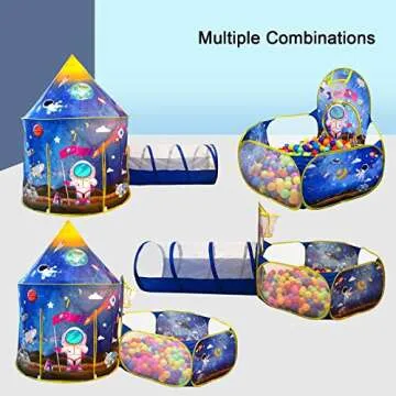 GEDIAO 3pc Space Ship Kids Play Tent for Toddlers
