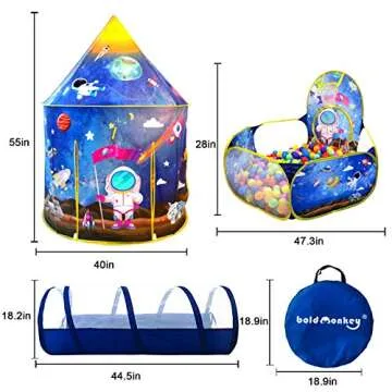 GEDIAO 3pc Space Ship Kids Play Tent for Toddlers
