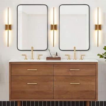 Brushed Gold LED Wall Sconces Set of 2 for Modern Decor