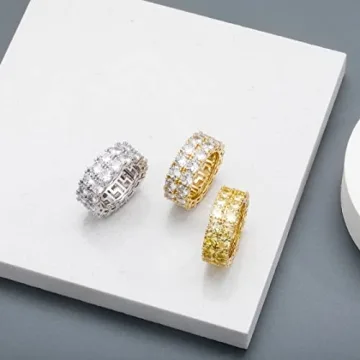 TOPGRILLZ 9mm Iced Gold Engagement Ring for Couples