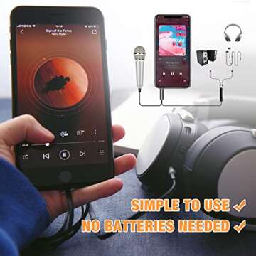 DELADOLA Mini Microphone,Portable Vocal Tiny Microphone, Asmr Microphone,Phone Microphone, Mini Karaoke Microphone for Voice Recording Chatting and Singing On iPhone,Android,Laptop Notebook（Silver）