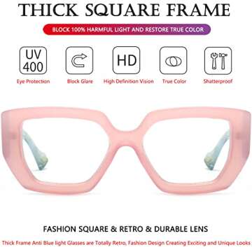 AIEYEZO Thick Frame Blue Light Glasses Men Women, Fashion Square Computer Eyeglass Anti Eyestrain & ...