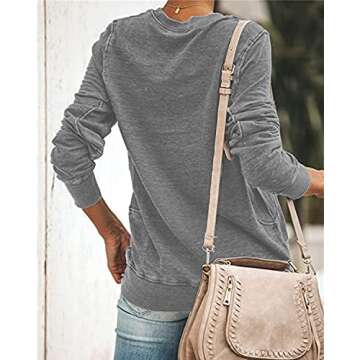 SENSERISE Womens Casual Crewneck Sweatshirt Long Sleeve Solid Color Shirt Soft Lightweight Loose Top(Solid Light Grey,XL)
