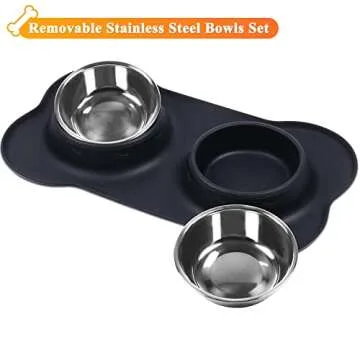VIVAGLORY Dog Bowls with Non Spill Silicone Mat