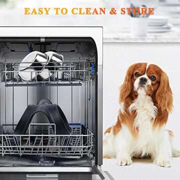 VIVAGLORY Dog Bowls, Dog Food Bowls, Stainless Steel Cat Puppy Water Bowls with Non Spill Skid Resistant Silicone Mat, Medium, Black