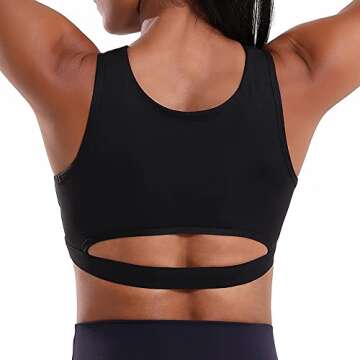 YOGASASA Sports Bra for Women Sexy Push Up Cutout Crop Workout Tops with Removable Padded Cups Medium Support CuteTraining Yoga Active Bra，Black