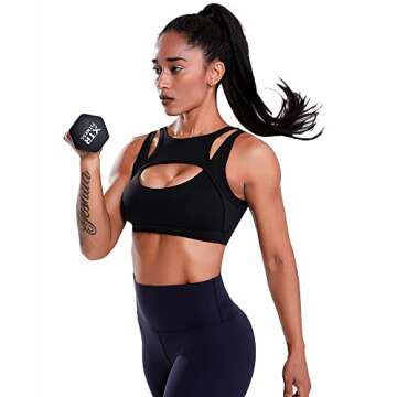 YOGASASA Sports Bra for Women Sexy Push Up Cutout Crop Workout Tops with Removable Padded Cups Medium Support CuteTraining Yoga Active Bra，Black
